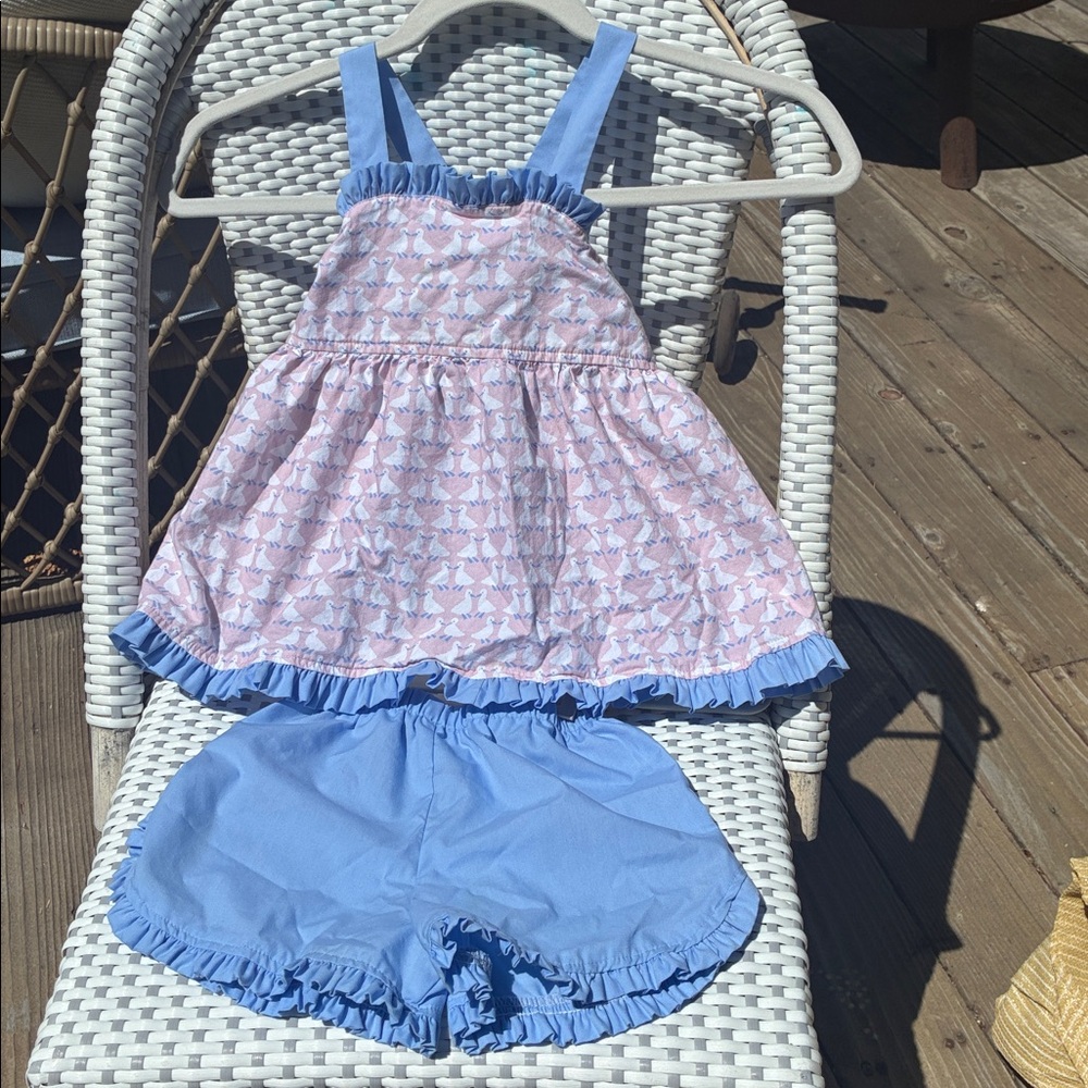 Girl’s Matching Two-Piece Set - Light Blue & Pink Floral